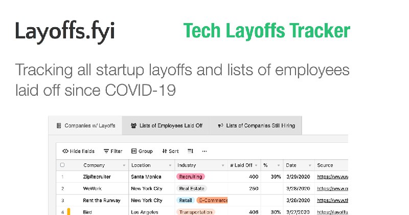 Layoffs.fyi - Tech Layoff Tracker and DOGE Layoff Tracker
