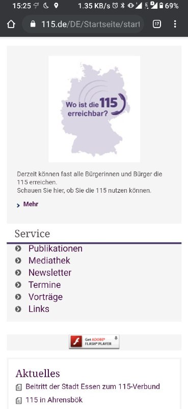 Guess what, 115.de, a website being used for government related services in Cologne, requires Adobe Flash to run some contents on the webpage. 😧