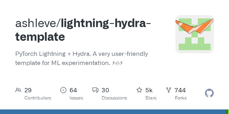 GitHub - ashleve/lightning-hydra-template: PyTorch Lightning + Hydra. A very user-friendly template for ML experimentation.  ⚡🔥⚡