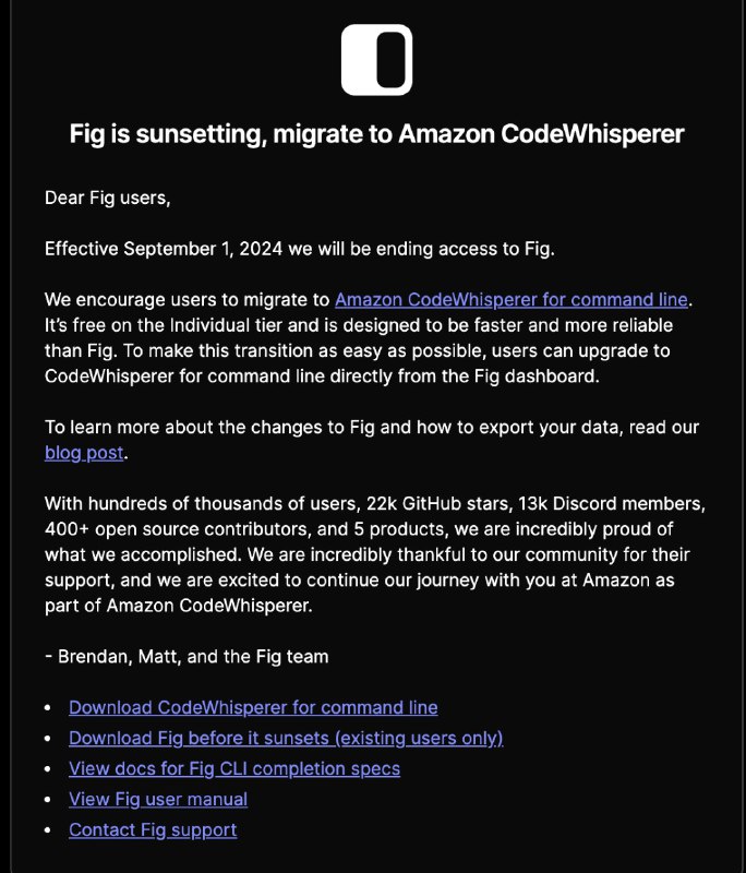 #toolI liked Fig a lot. It was mostly an install and forget extension. Now Amazon bought the company, and it is part of the infamous codewhisper. Do you have an alternative for Fig? I don't like Warp because it implements a lot of distractions.