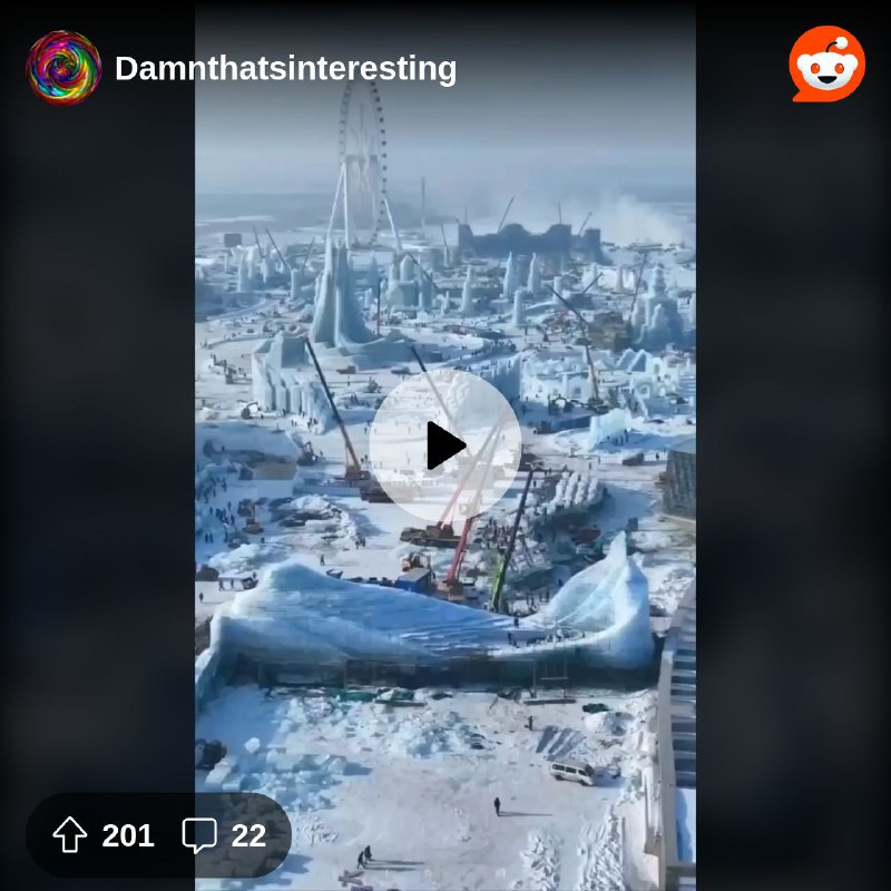 From the Damnthatsinteresting community on Reddit: A city made of ice in Harbin that's built annually and will melt away after…