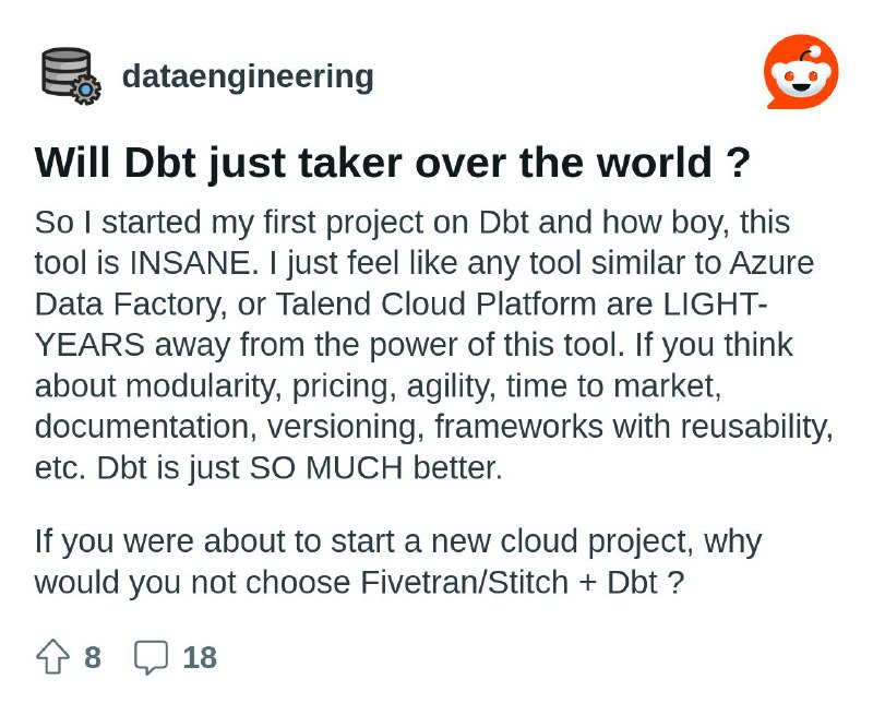 From the dataengineering community on Reddit