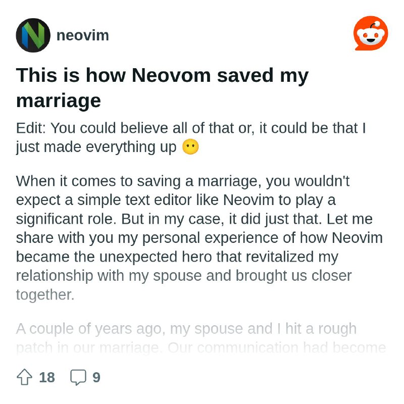 From the neovim community on Reddit